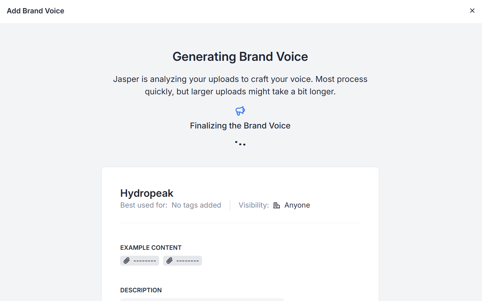 Generating a brand voice in Jasper