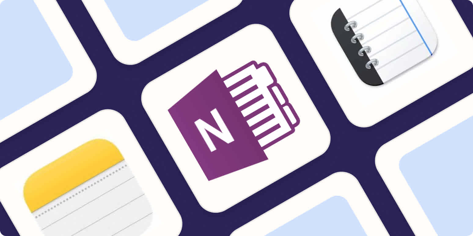 Imagen de héroe con los logotipos de las mejores aplicaciones para tomar apuntes para Mac