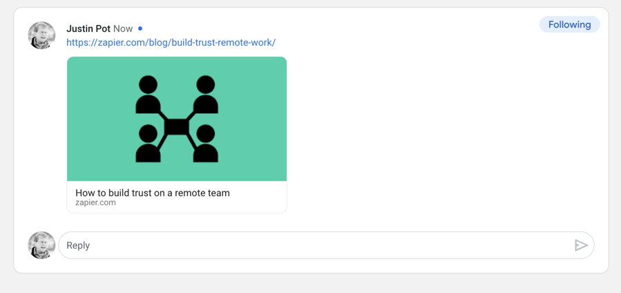 Link previews in Google Chat