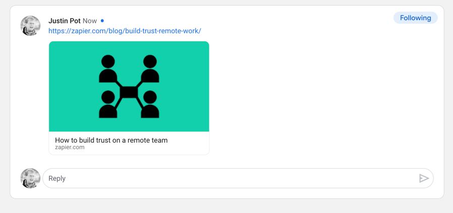 Link previews in Google Chat