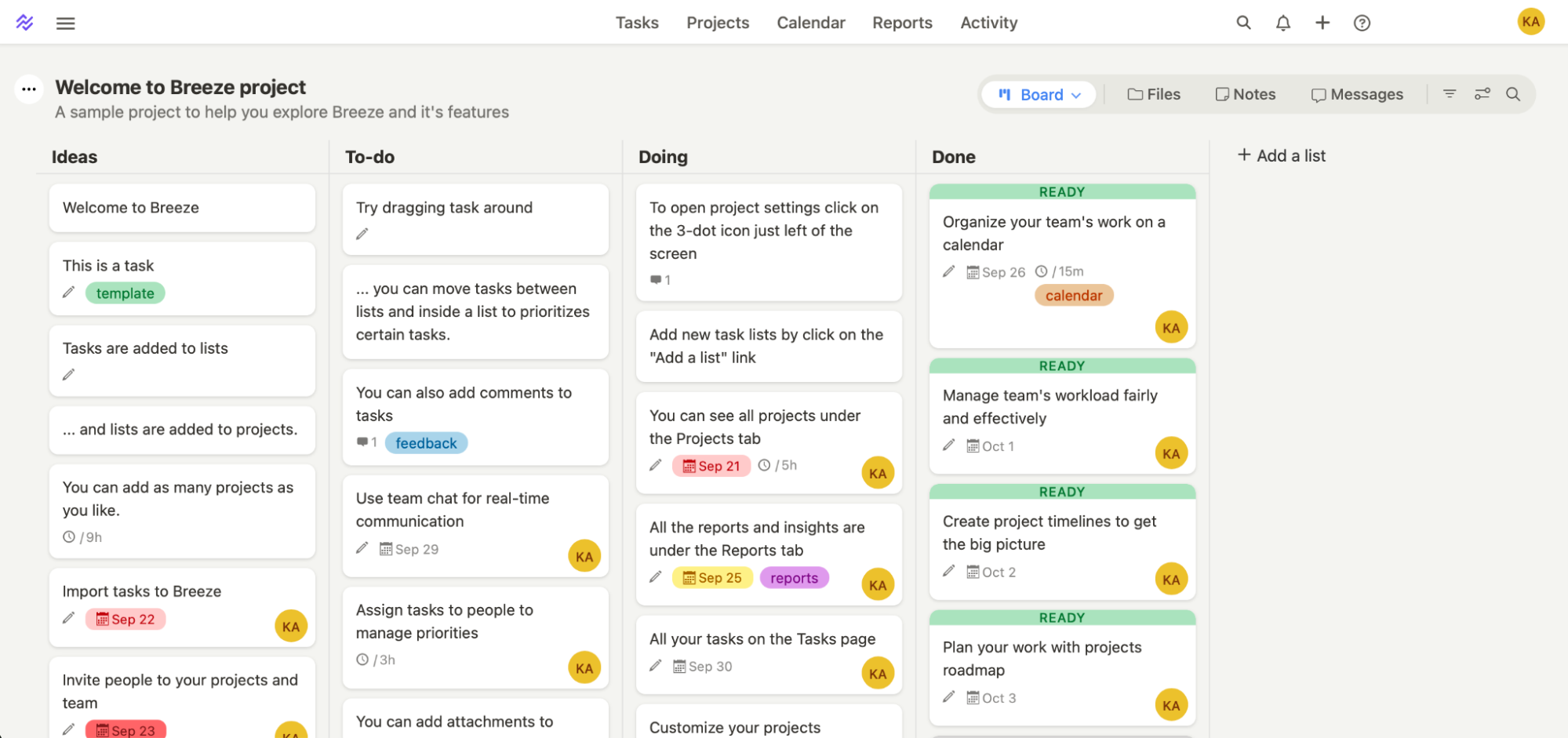 Breeze, our pick for the best simple Kanban software