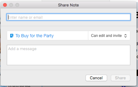 Evernote sharing