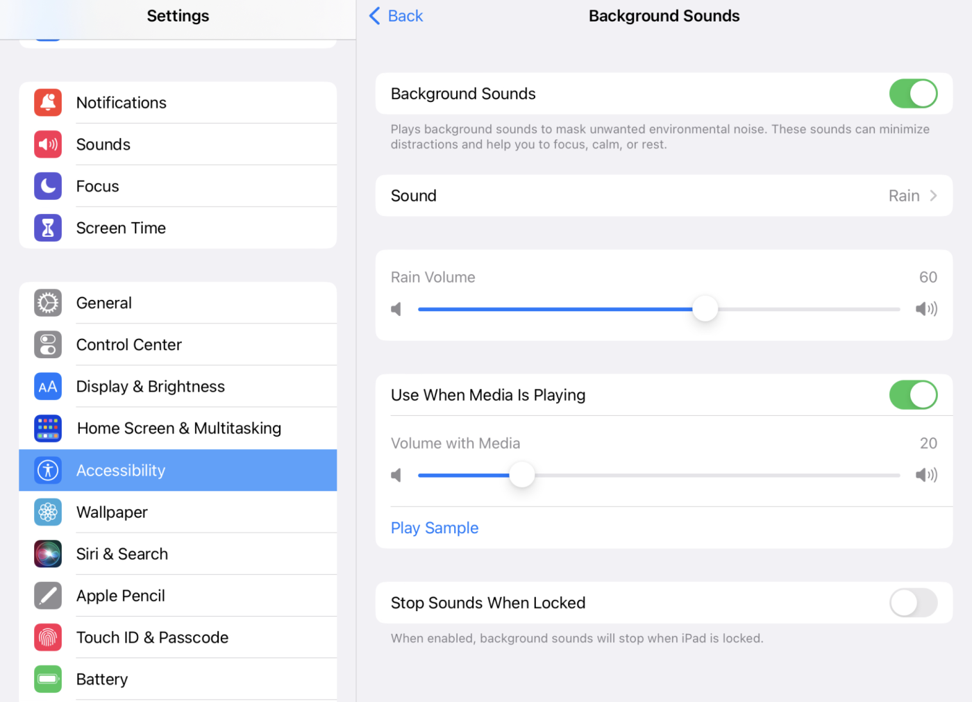 Enabling background sounds on iPad