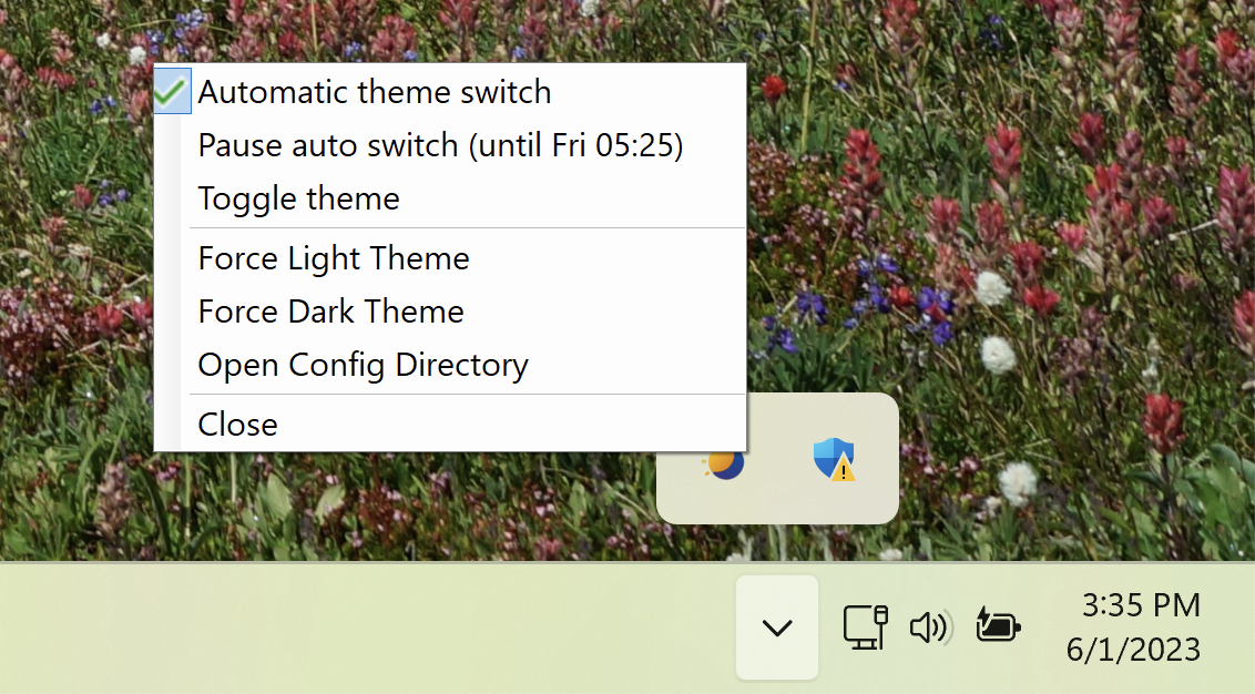 Disabling auto-switching in the Windows dark mode app