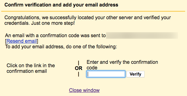 Verify old Gmail account