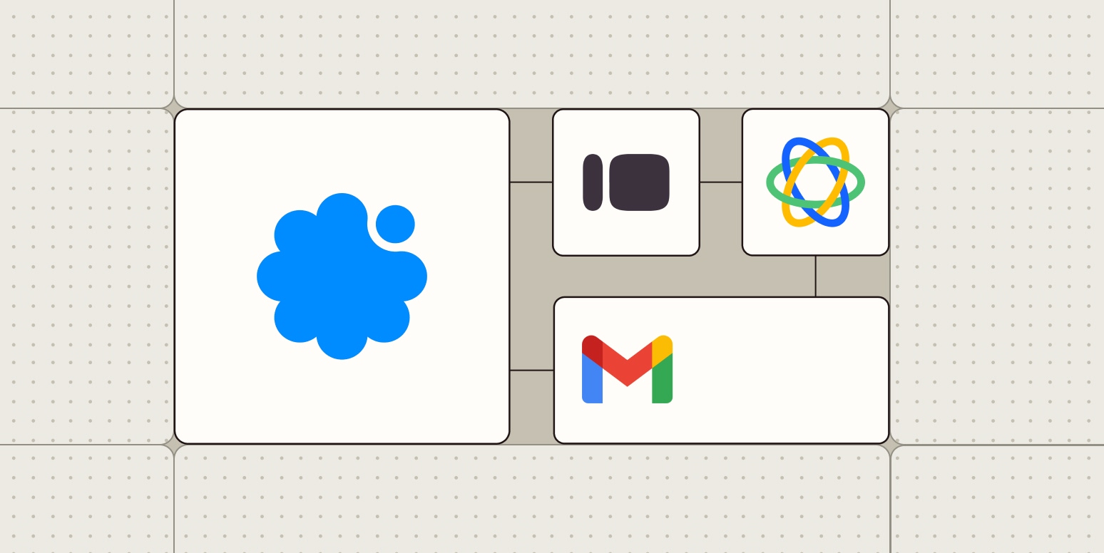 The Sendblue logo connected to logos for Typeform, Close, and Gmail