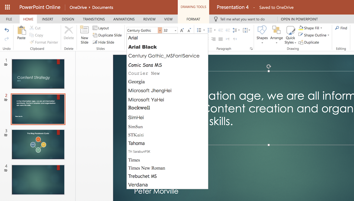 PowerPoint Online Fonts