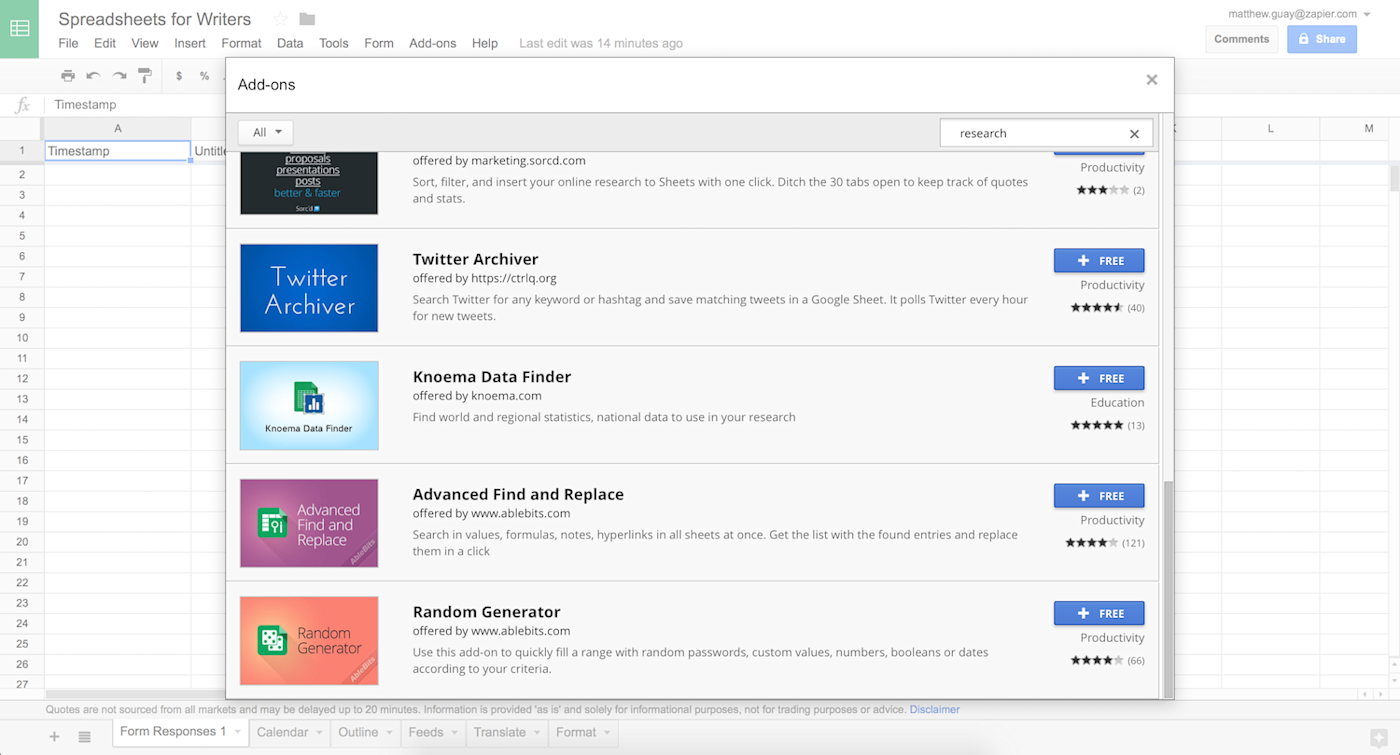 Google Sheets Add-ons