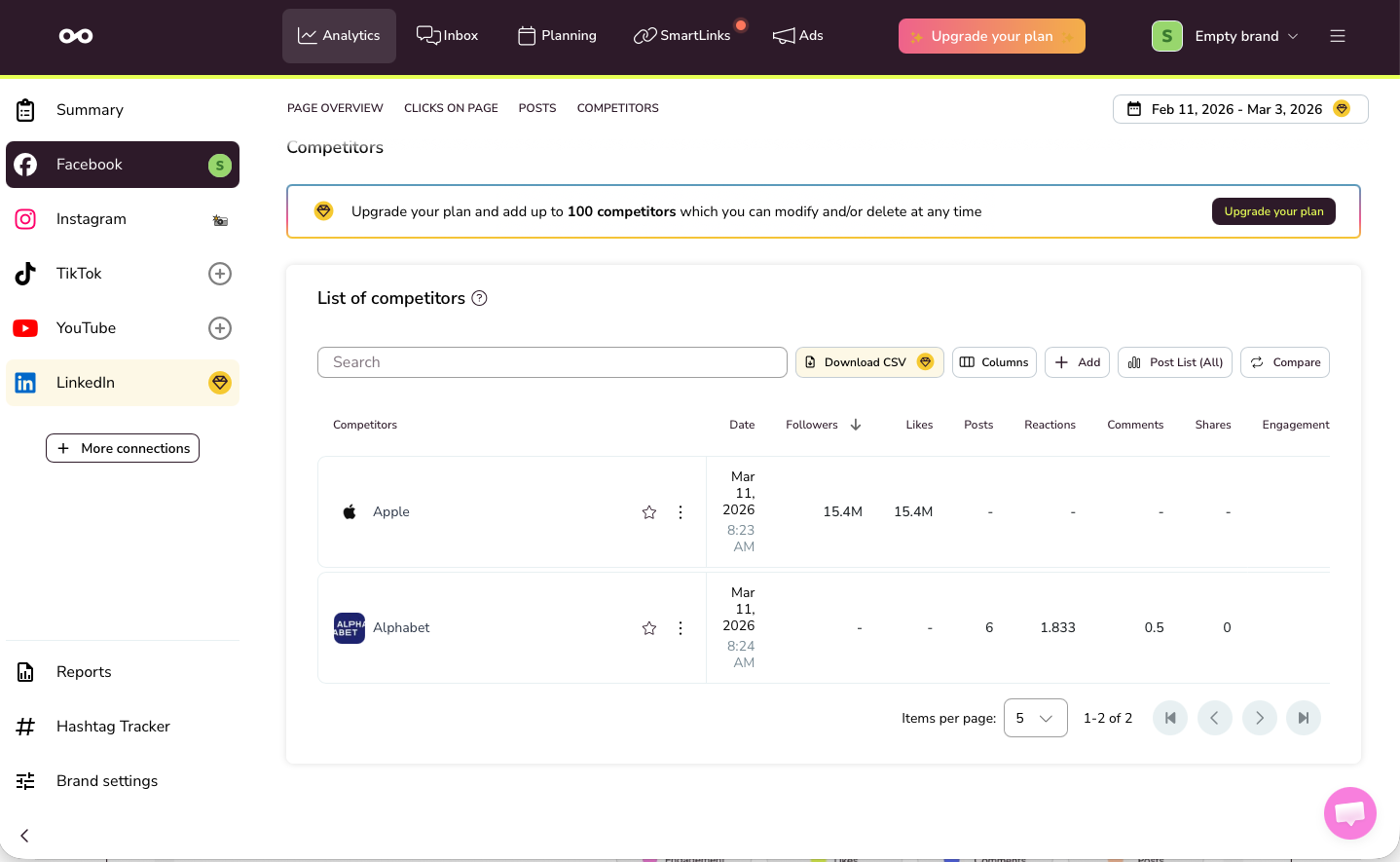 Metricool, our pick for the best social media management tool for analytics and reporting