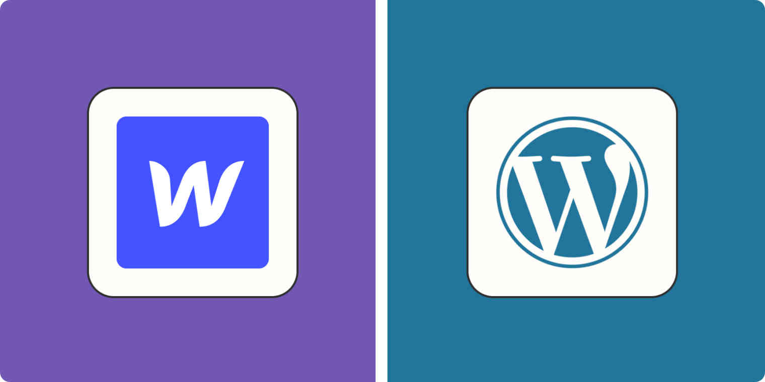 Hero image with the logos of Webflow and WordPress