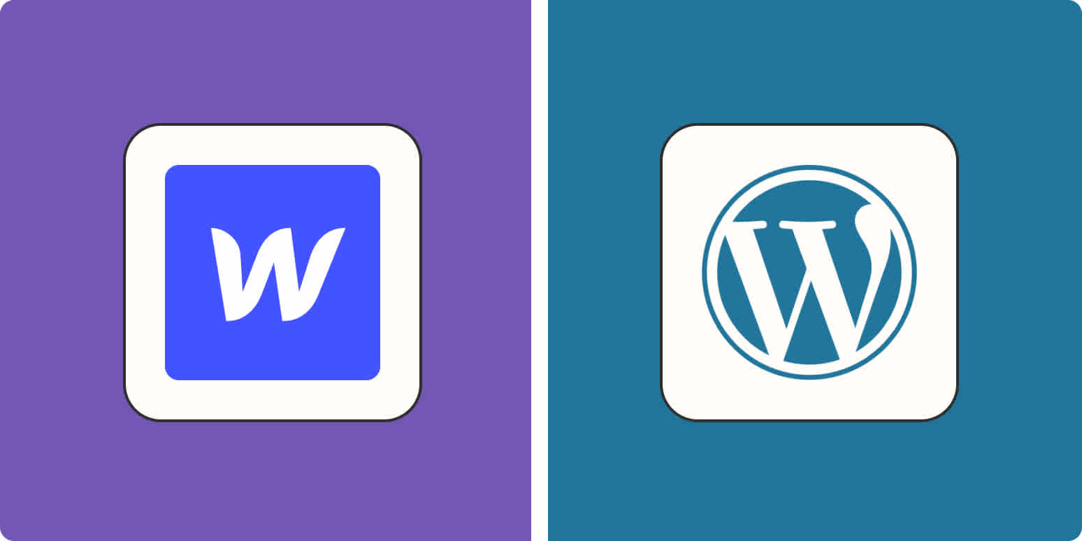 Hero image with the logos of Webflow and WordPress