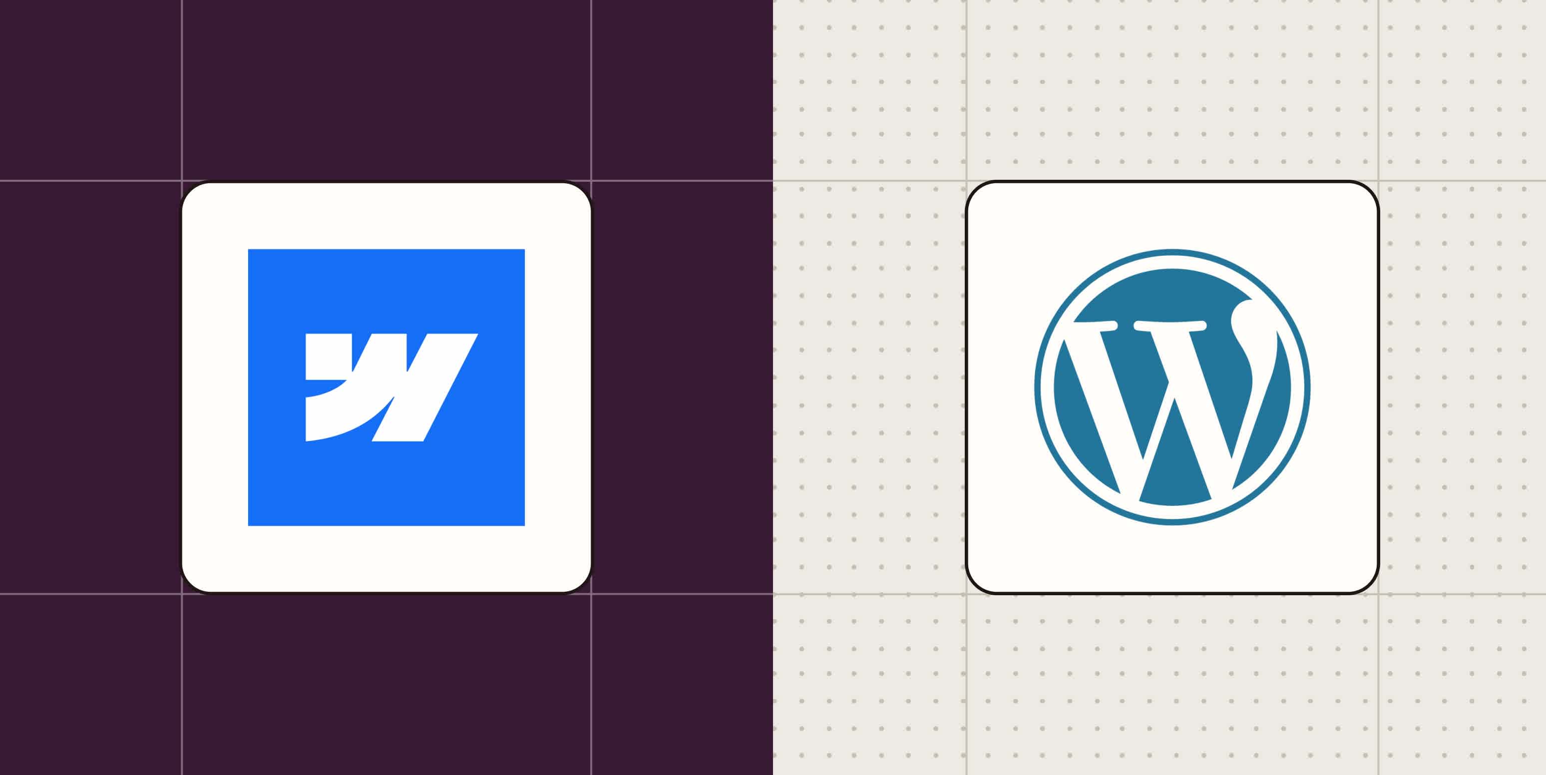 Hero image with the logos of Webflow and WordPress
