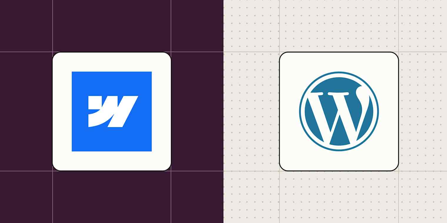 Hero image with the logos of Webflow and WordPress