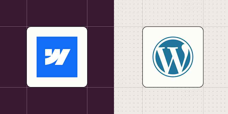 Hero image with the logos of Webflow and WordPress
