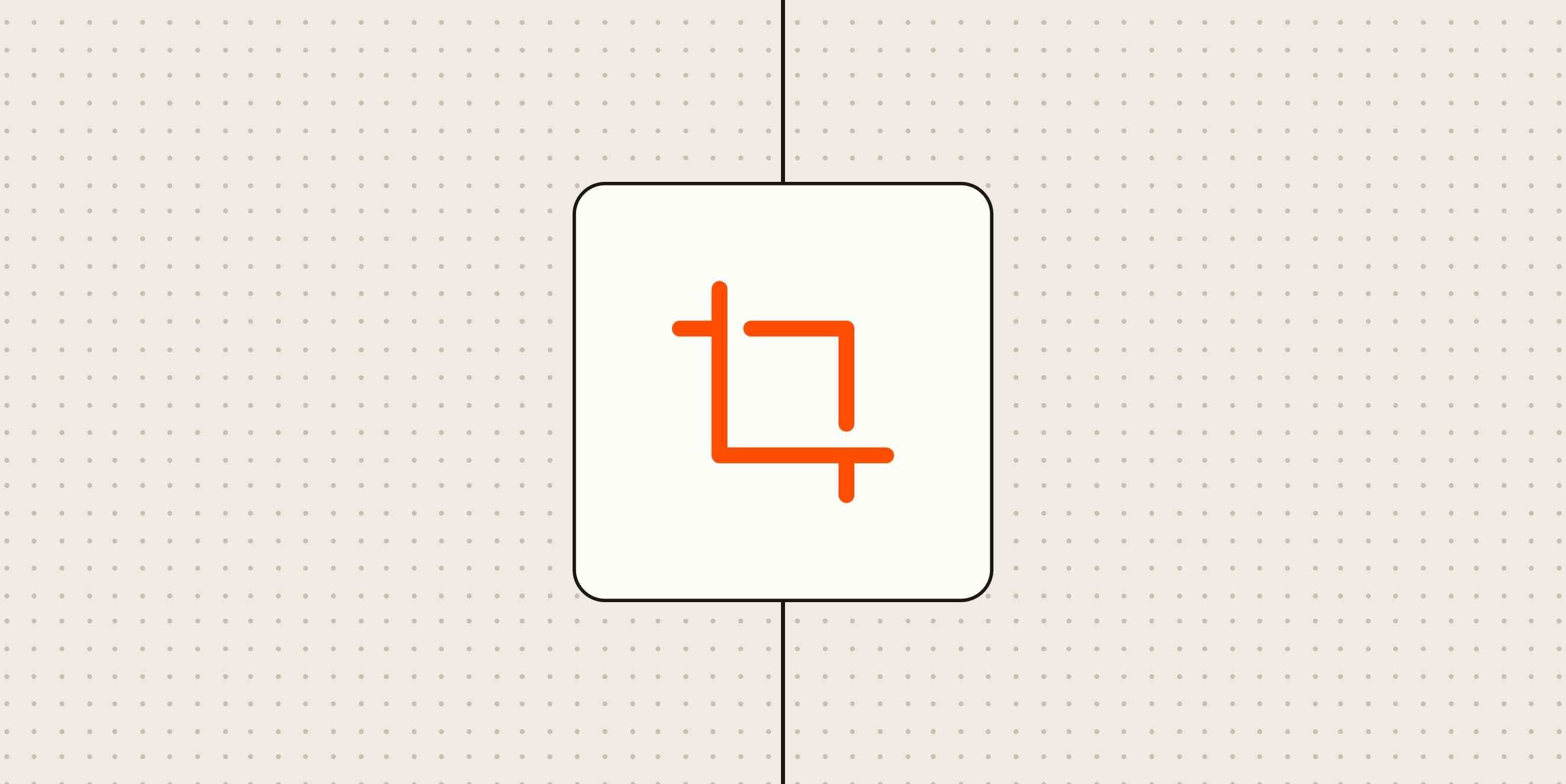 Crop icon against a beige, dotted background. 