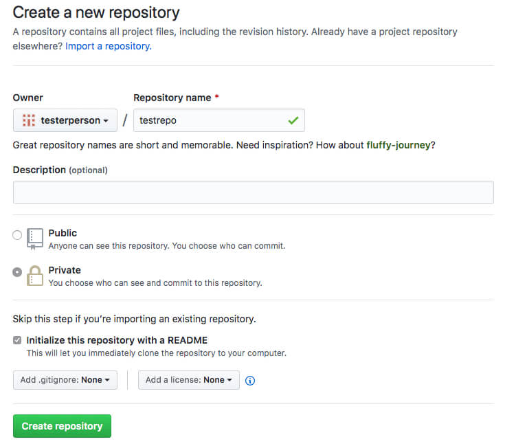 Creating a new repository