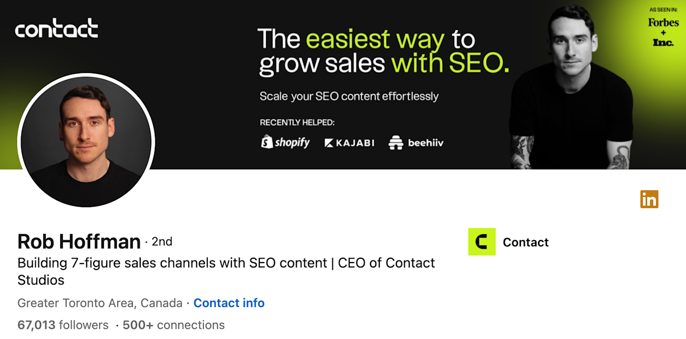 Screenshot of a LinkedIn banner idea featuring testimonials.