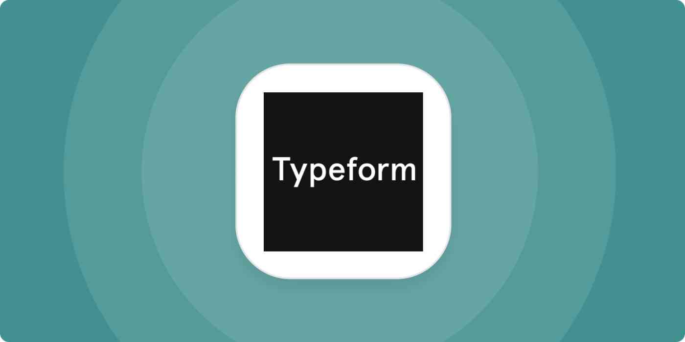 A hero image for Typeform app tips with the Typeform logo on a green background