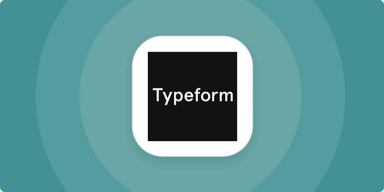 A hero image for Typeform app tips with the Typeform logo on a green background