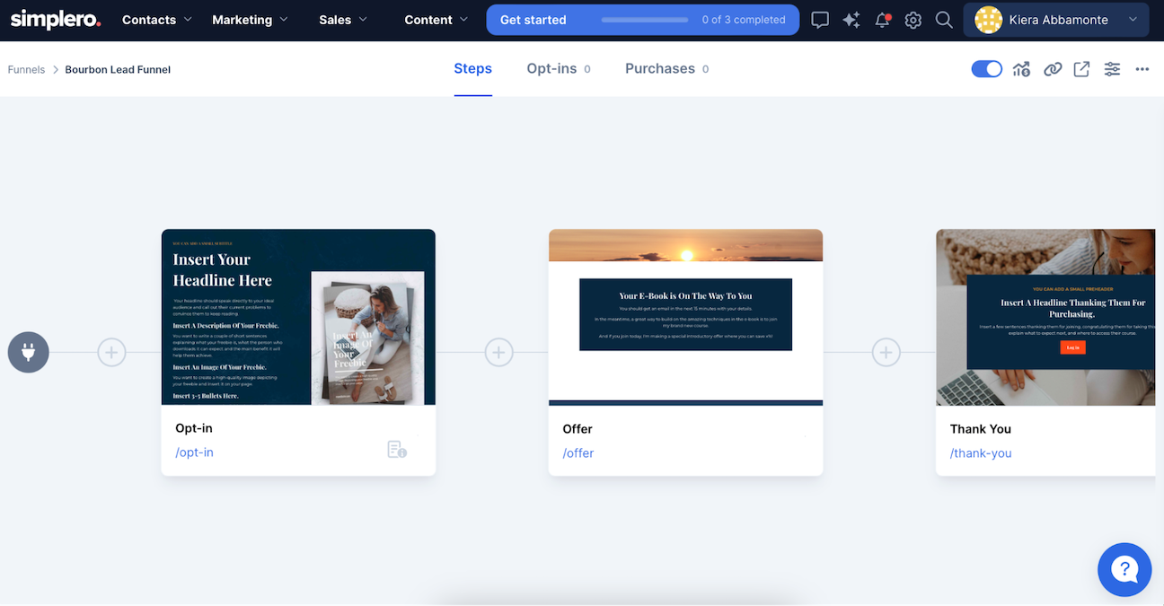 The interface for Simplero, our pick for the best online course creator for managing your business