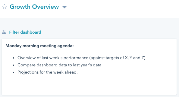 An example description for a Monday morning meeting agenda