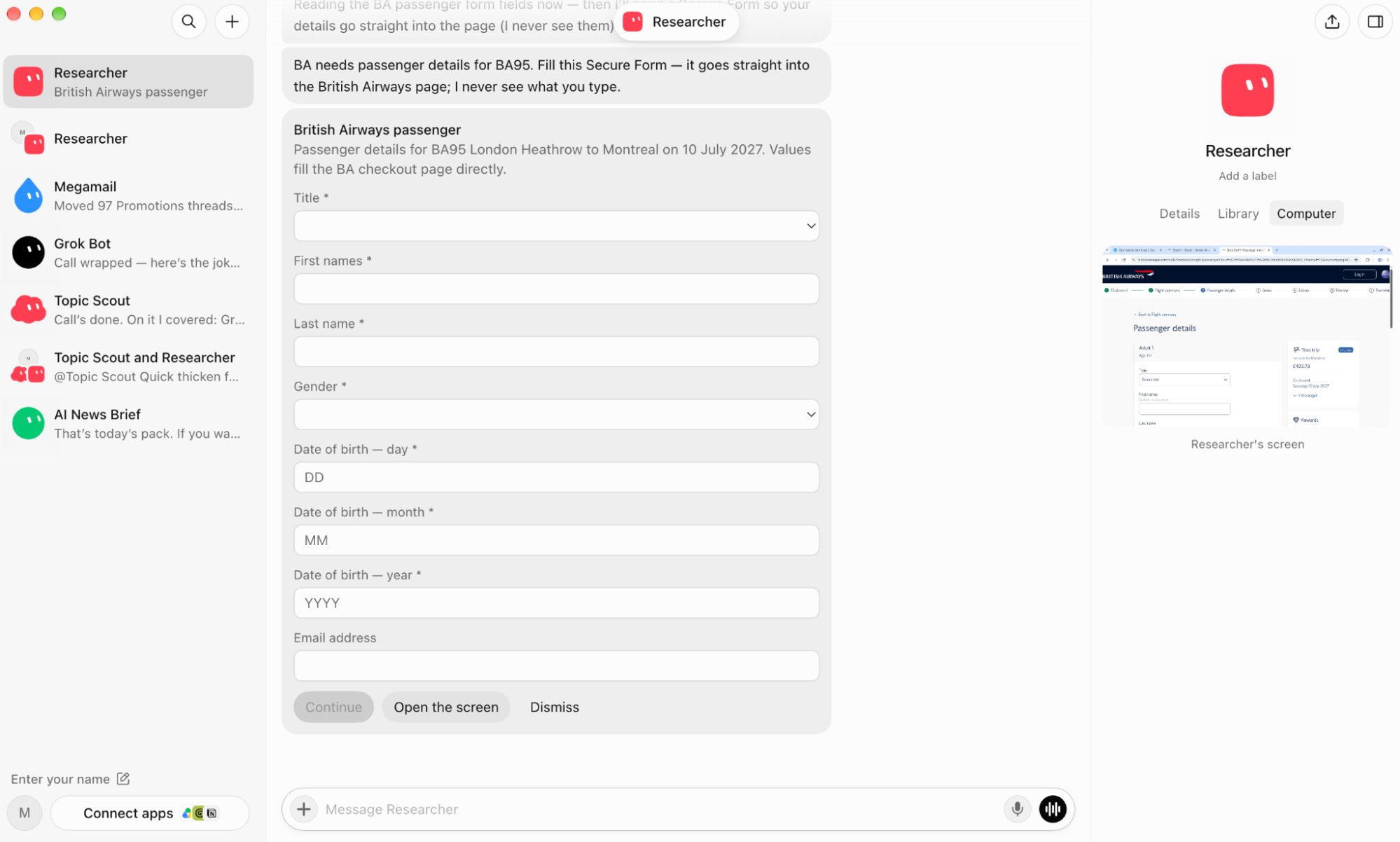 A list of bots on the sidebar of Grok Bot