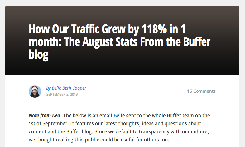 Buffer blog stats