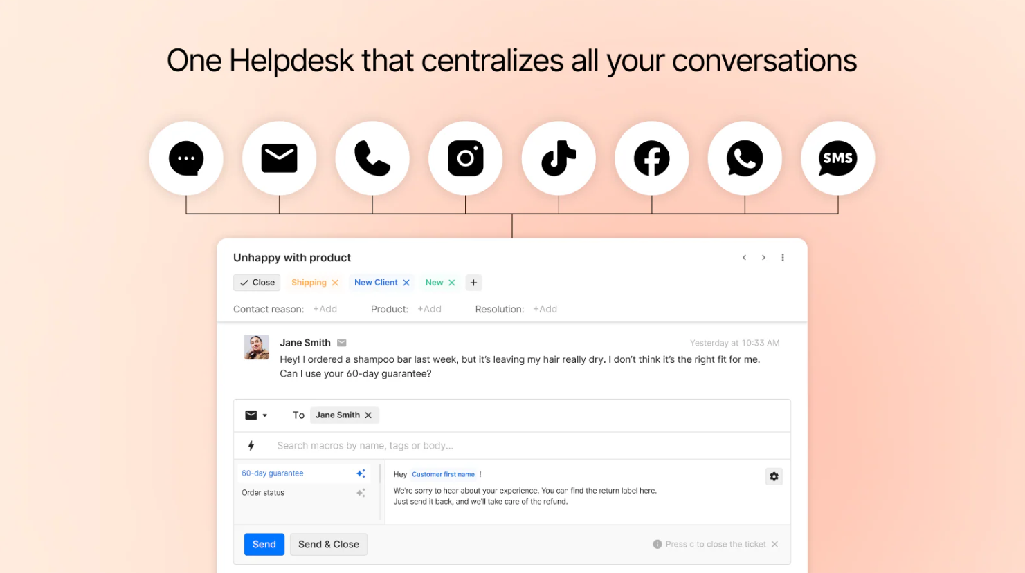 Gorgias, our pick for the best Shopify app for customer support