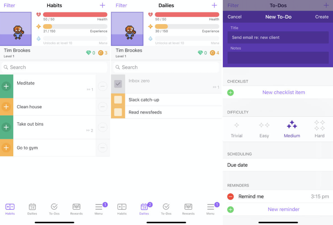 Habitica screenshots