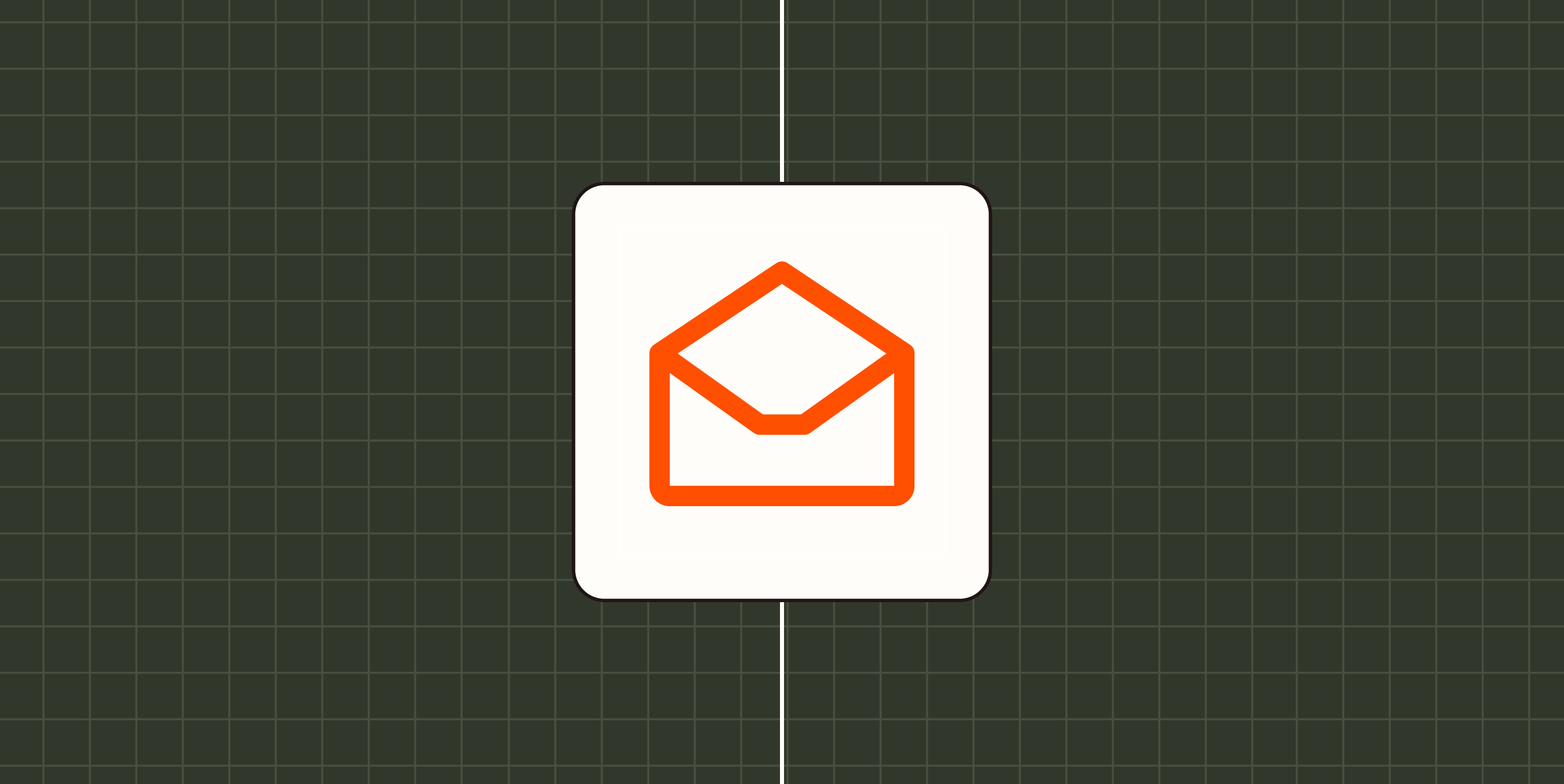 Icon of an open envelope against a checkered green background. 