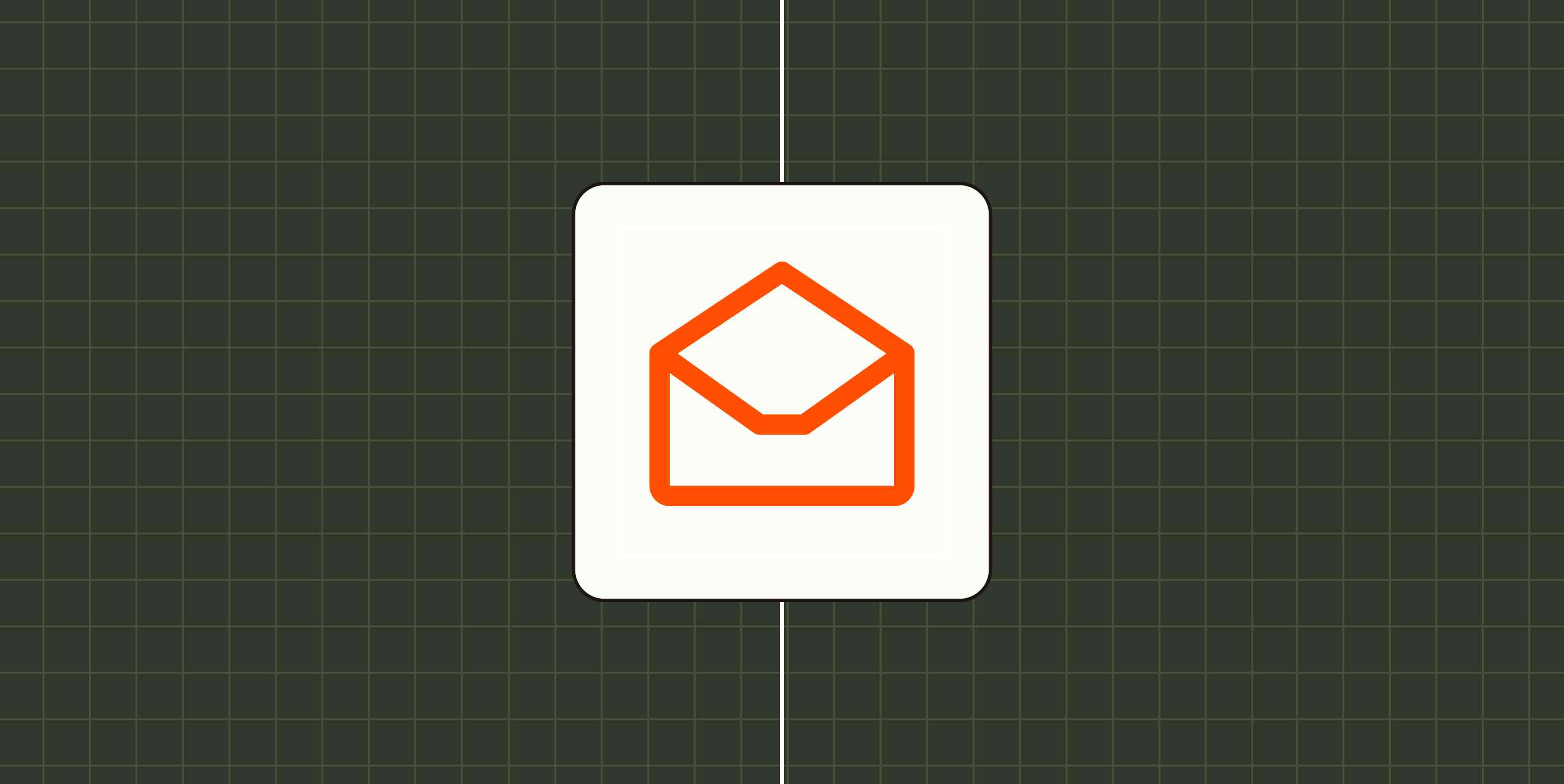 Icon of an open envelope against a checkered green background.