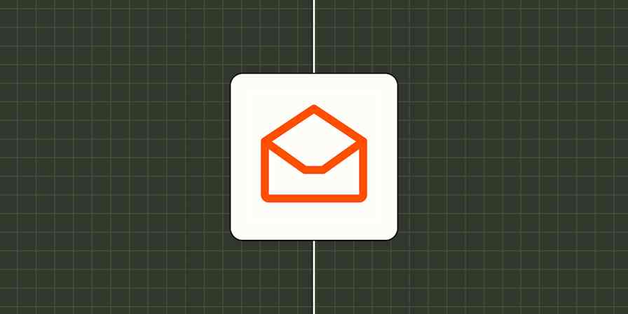 Icon of an open envelope against a checkered green background.