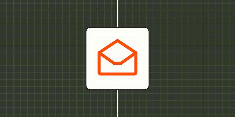 Icon of an open envelope against a checkered green background. 