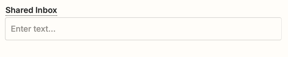 The Shared Inbox field in the Zap editor with nothing selected in the field.
