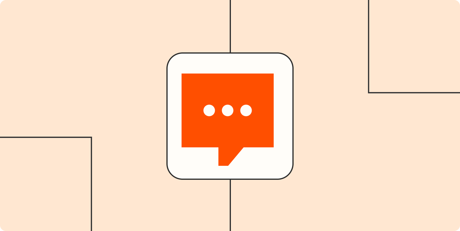 An orange SMS message icon in a white box on a light orange background.