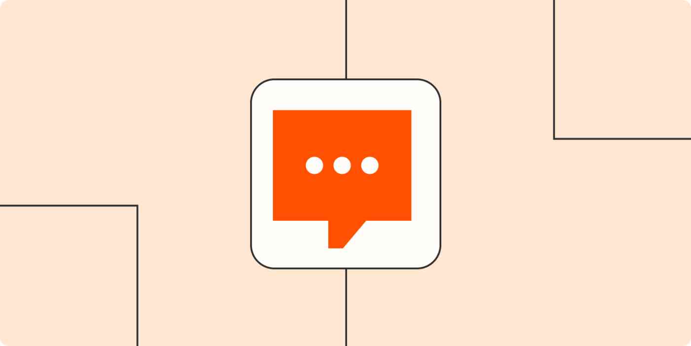 An orange SMS message icon in a white box on a light orange background.