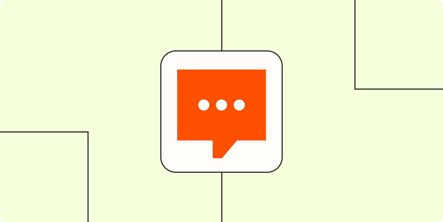 An orange SMS message icon in a white box on a light orange background.