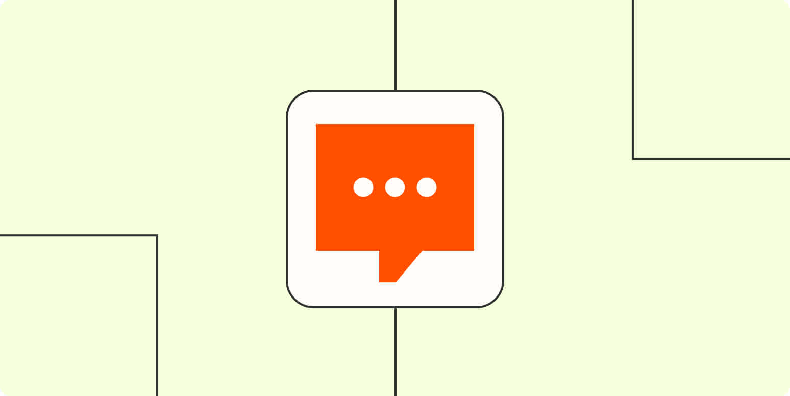 An orange SMS message icon in a white box on a light orange background.