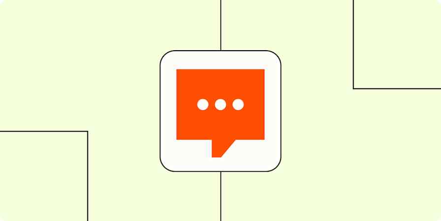 An orange SMS message icon in a white box on a light orange background.