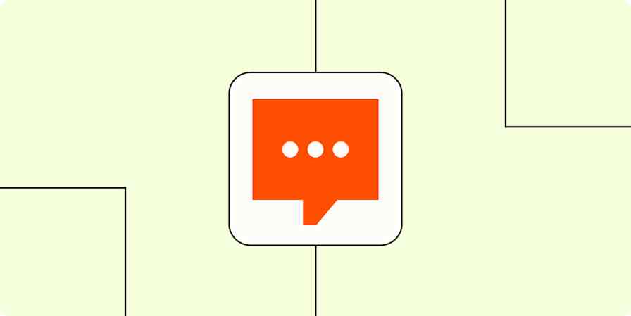 An orange SMS message icon in a white box on a light orange background.