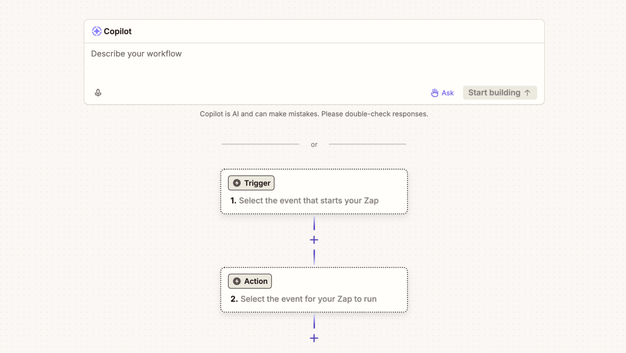 Creating a new Zap in Zapier