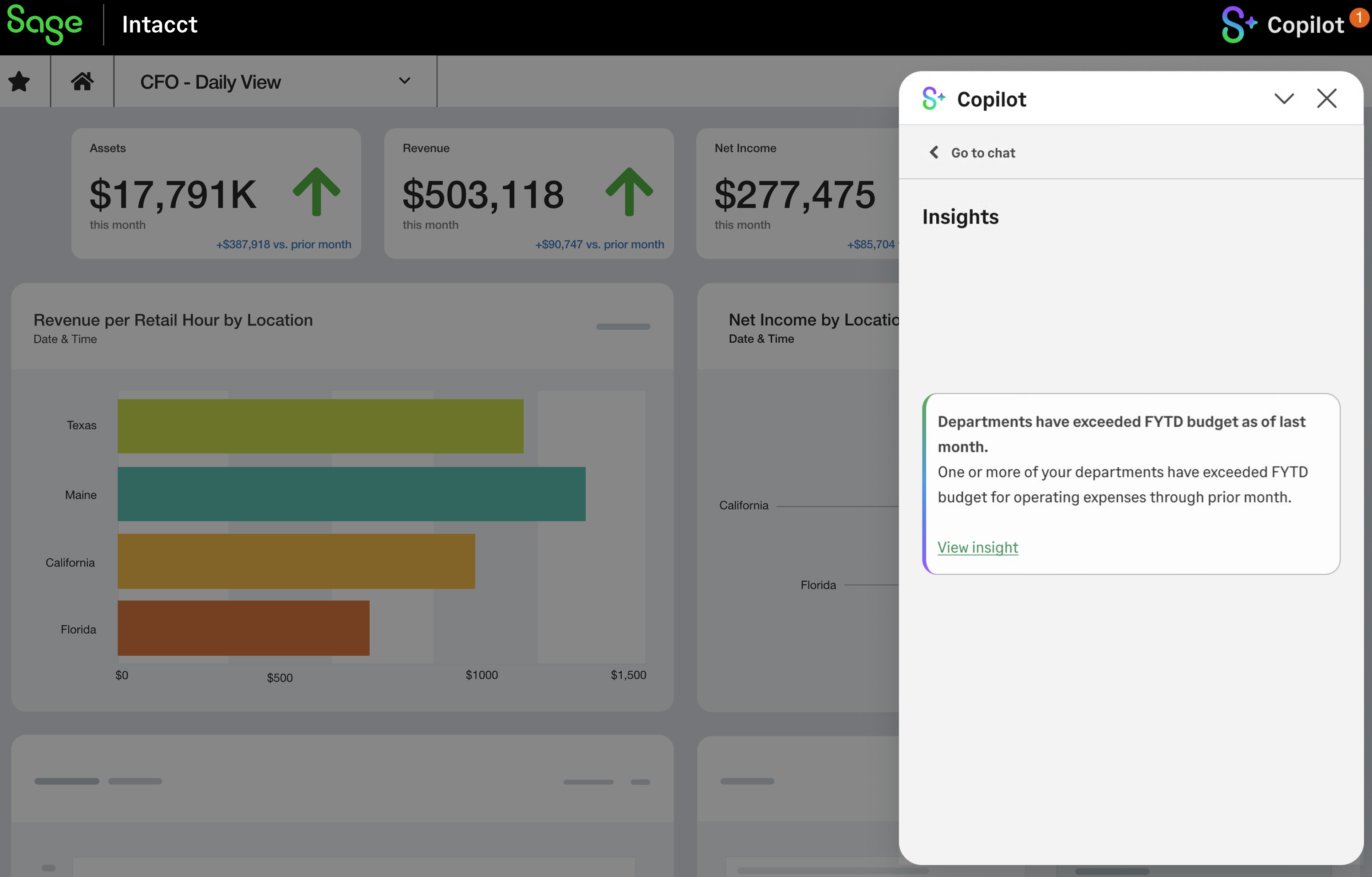 Screenshot of the Sage Intacct interface