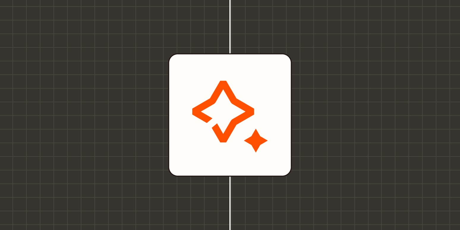 The AI by Zapier logo (two orange stars) against a lavender background.