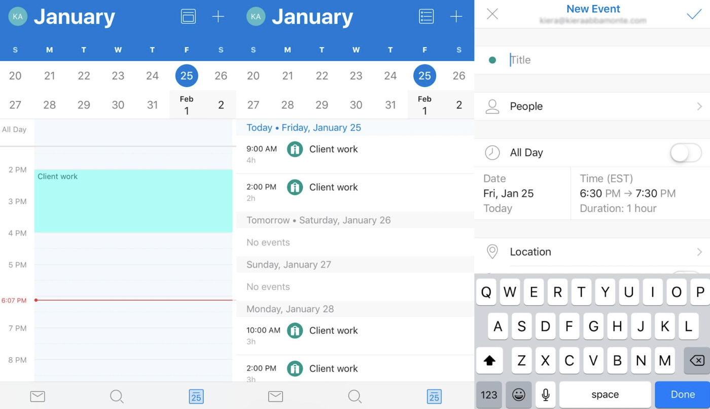 Microsoft Outlook Calendar interface