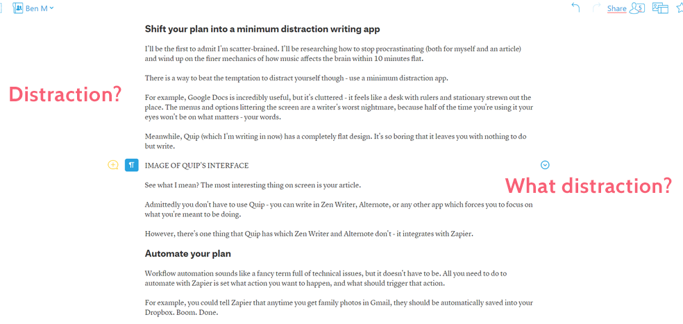 Quip writing app