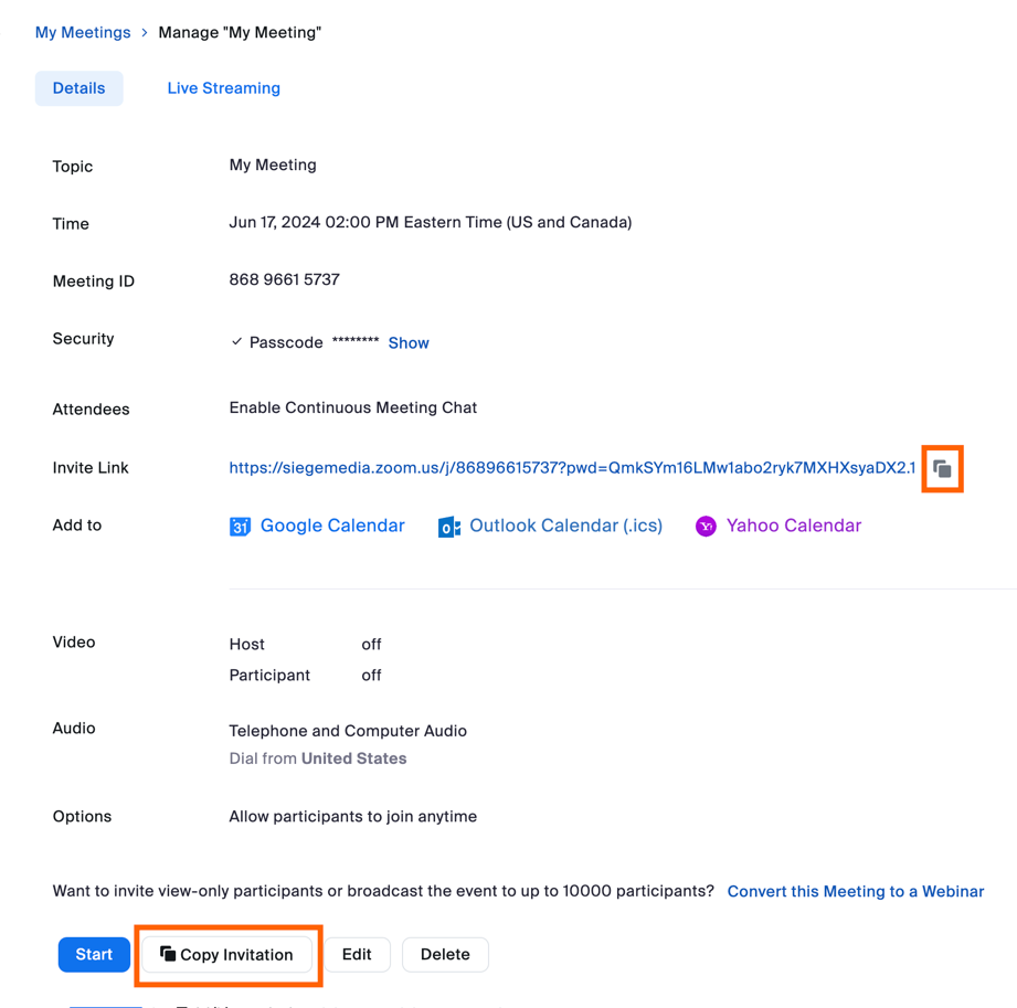 Screenshot of the Zoom web version with an arrow pointing to the ink under "Join Zoom Meeting." 