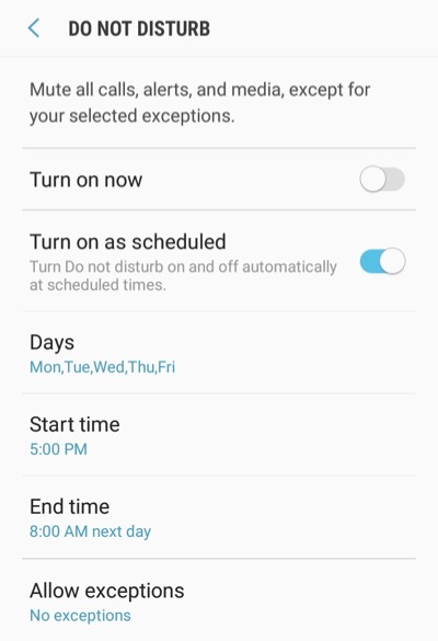 do not disturb on Android