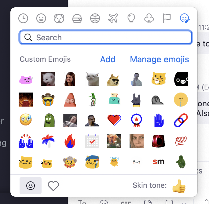 Screenshot of Zoom's custom emoji interface
