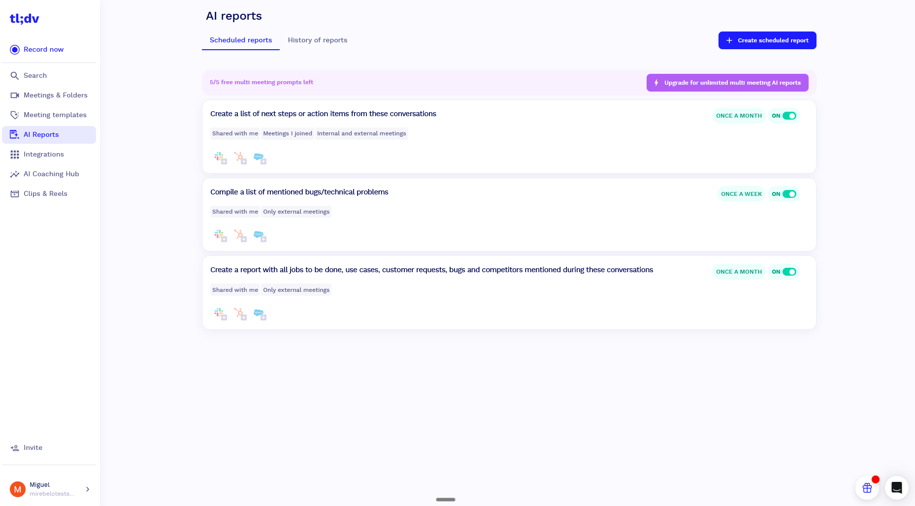tl;dv, our pick for the best AI meeting assistant for AI-powered search
