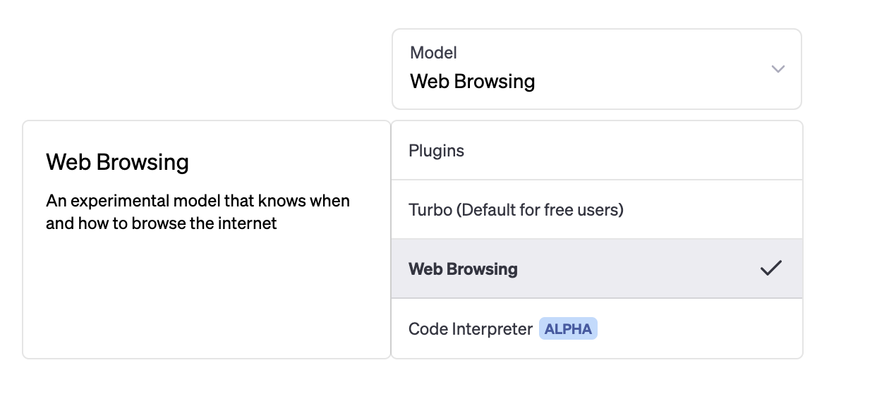 The Web Browsing option in ChatGPT